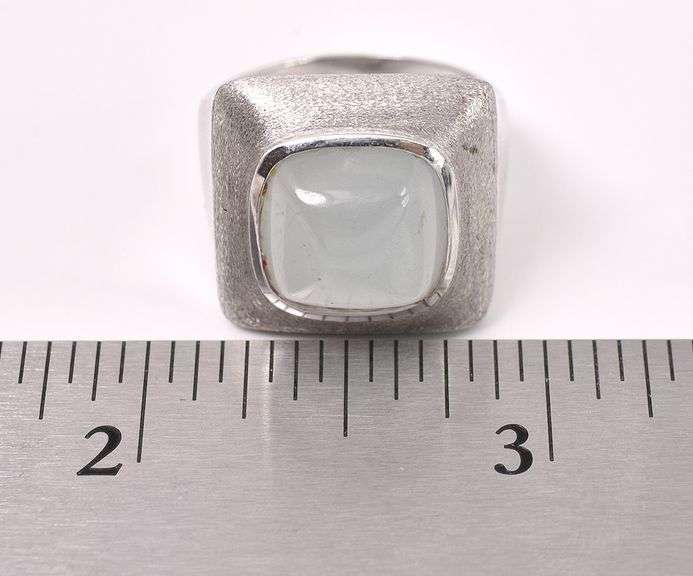 Opulent White Gemstone Ring In 14K White Gold