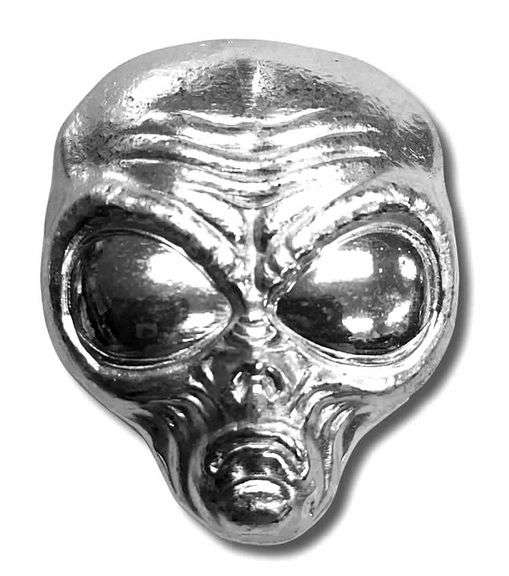2 oz. FINE SILVER ALIEN HEAD- POURED BAR