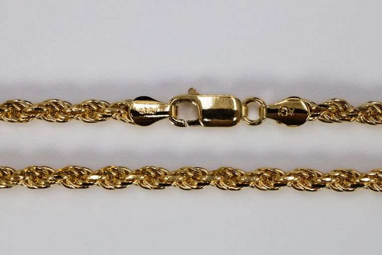 22k Yellow Gold Plated Sterling Silver Diamond-Cut Rope Chain 3.7mm Solid 925 Italy New Necklace 36"