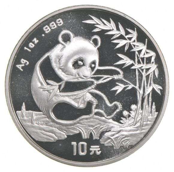 1994 China Panda 10 Yuan 1 Oz .999 Silver