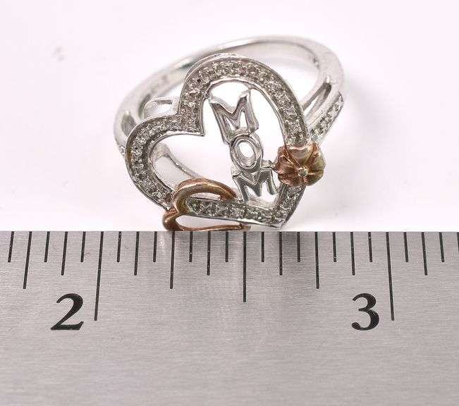 Heart With CZ Ring For Mom In Sterling Silver