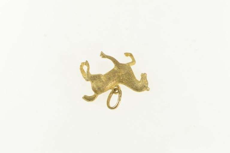 14K Yellow Gold Brushed 3D Galloping Prancing Horse Pony Charm/Pendant