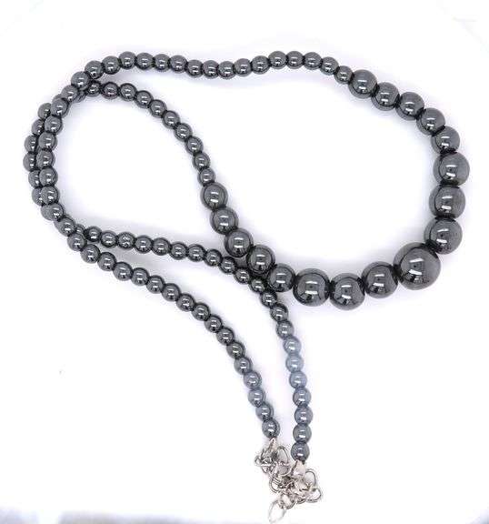 Set of Hematite Necklace Bracelet and Earrings