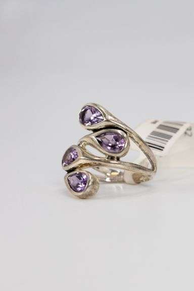 Sterling Silver Natural Amethyst Gemstone Ring Size 9