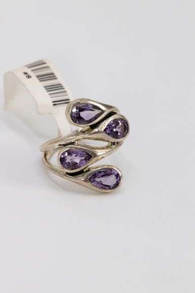 Sterling Silver Natural Amethyst Gemstone Ring Size 9