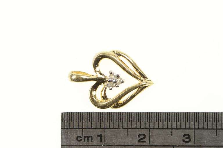 10K Yellow Gold Diamond Cluster Heart Love Symbol Classic Pendant