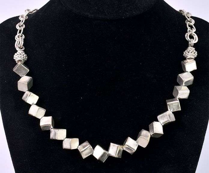 Box Chain Link Necklace In Sterling Silver