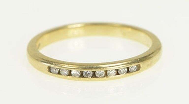 14K Yellow Gold Diamond Classic Channel Wedding Band Ring