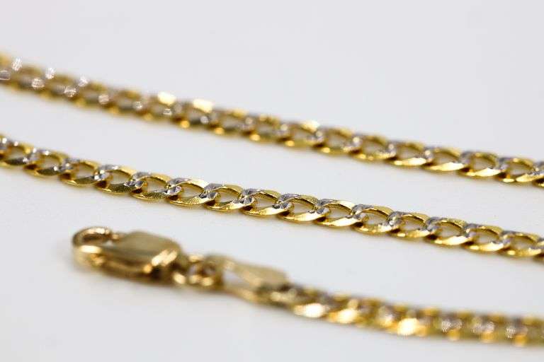 10k Yellow Gold Solid Pave Curb Link Chain 3.2mm Bracelet 8"
