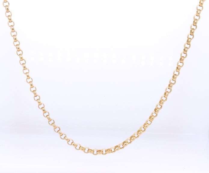 Powerful Yellow Gold Rolo Link Chain Necklace