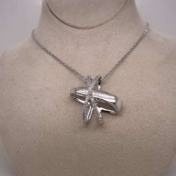 14K WHITE GOLD CHARM NECKLACE WITH DIAMONDS