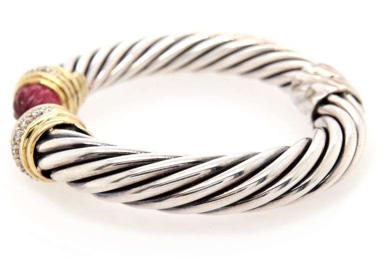David Yurman Renaissance Tourmaline and Diamond Cuff Bracelet in 18K and Sterling