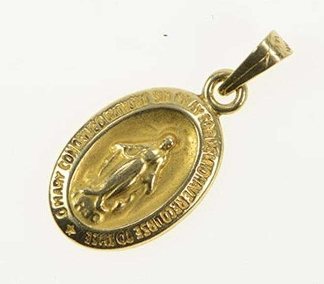 14K Yellow Gold Catholic Virgin Mother Mary Christ Faith Charm/Pendant