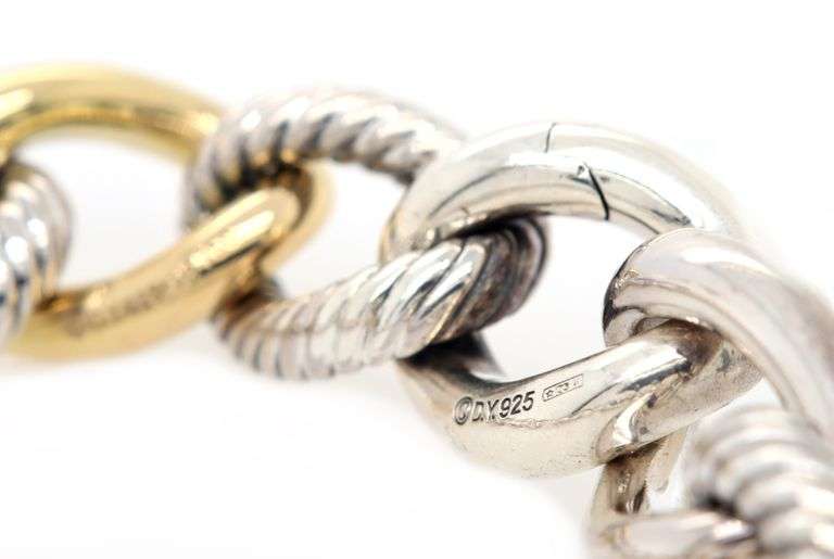 David Yurman Oval Two Tone Link Bracelet in Bonded 18K and Sterling
