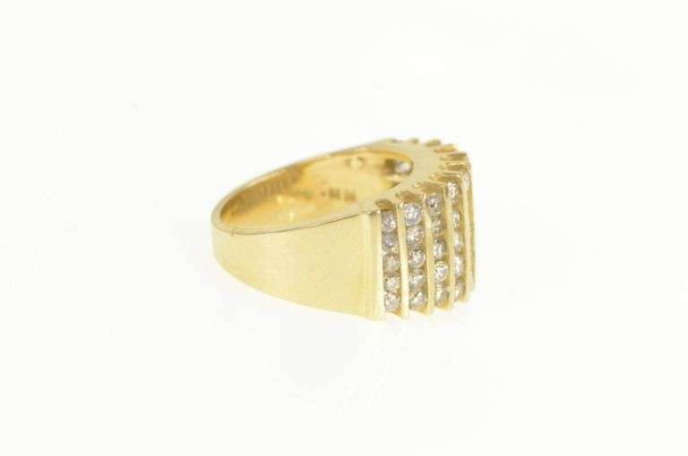 14K Yellow Gold 2.00 Ctw Diamond Striped Statement Band Ring