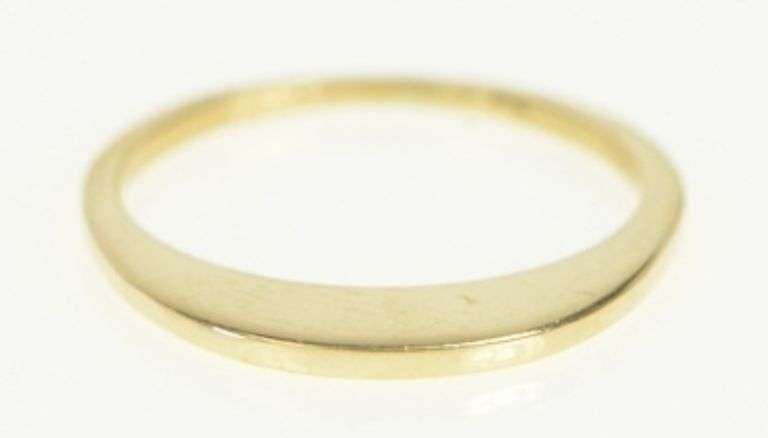 14K Yellow Gold Stackable Flattened Design Statement Band Ring