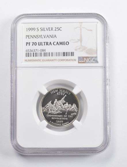 Label Error PF70 UCAM 1999-S New Jersey Silver State Quarter NGC