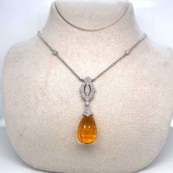14K WHITE GOLD CHARM NECKLACE WITH DIAMONDS