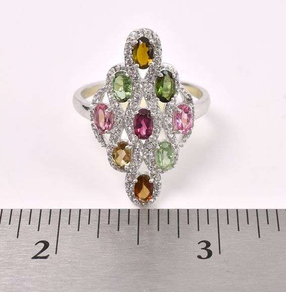 Multi-Gem Ring In Sterling Silver