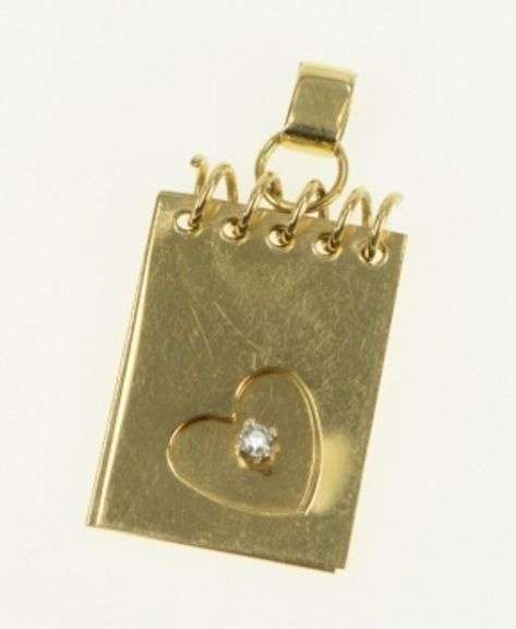 14K Yellow Gold Diamond I Love You Articulated Note Pad Charm/Pendant