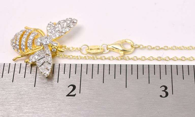 Vermeil Bumblebee Pendant Necklace In Sterling Silver