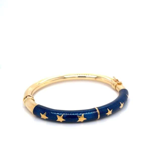 14K YELLOW GOLD CELESTIAL INLAY BANGLE