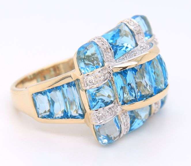 LaVian Statement Blue Topaz and Diamond accent Ring