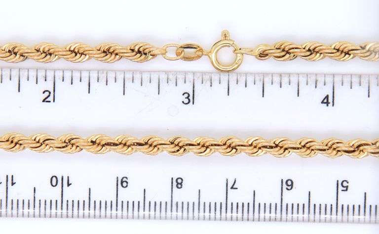 Simple Yellow Gold Rope Chain Necklace