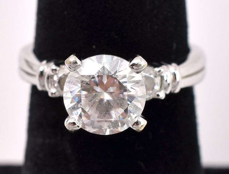 Large CZ Ring In Sterling Silver
