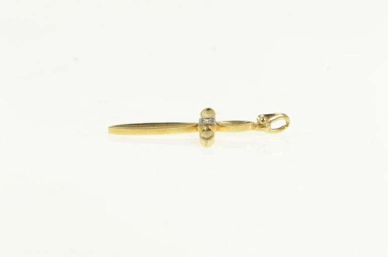 14K Yellow Gold Diamond Cross Christian Faith Vintage Charm/Pendant