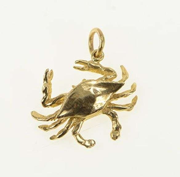 14K Yellow Gold Crab Cancer Astrology Sign Zodiac Star Charm/Pendant