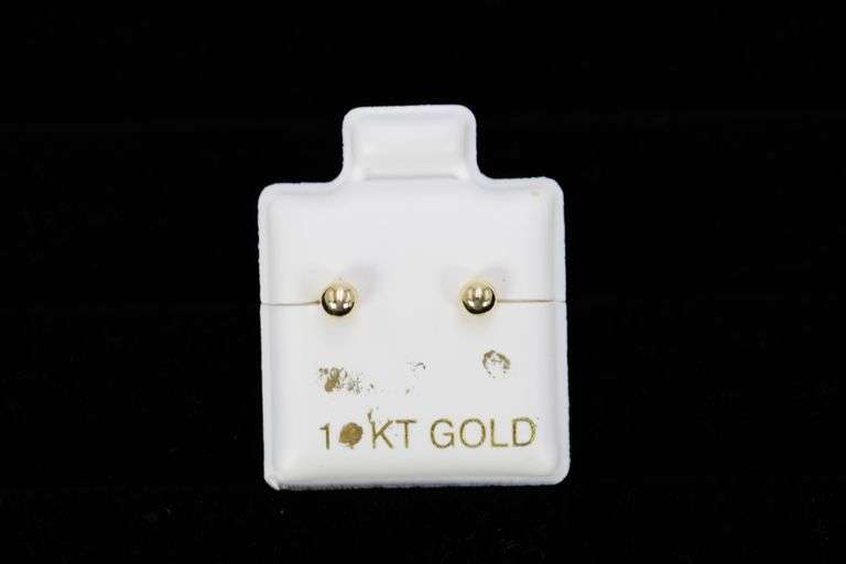 10k Yellow Gold 3mm Round Ball Stud Earrings