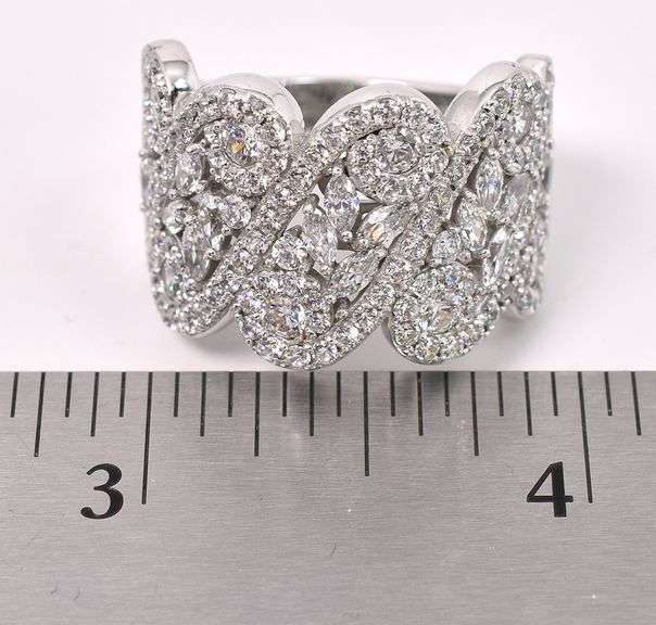 Large CZ Ring In Sterling Silver