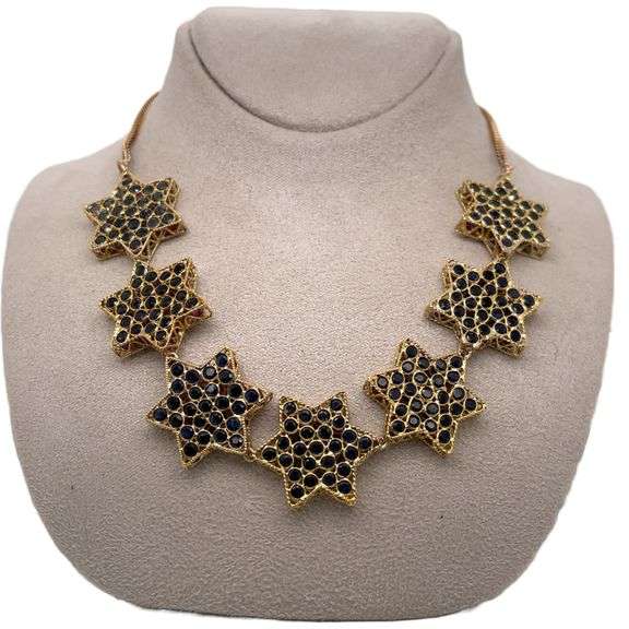 18K YELLOW GOLD 7 STAR NECKLACE- 10.5 CARAT RUBIES AND 10.5 CARAT EMERALDS