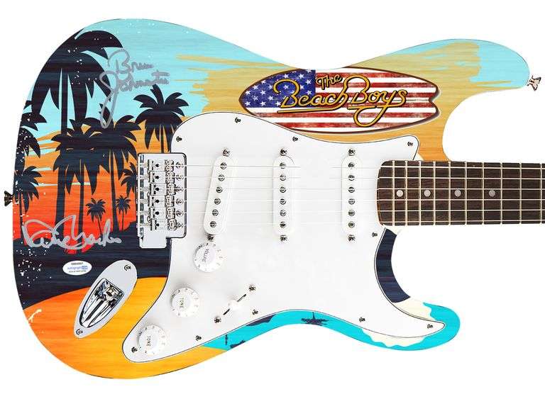 The Beach Boys Bruce Johnston Dave Marks Signerd 1/1 Graphics Guitar ACOA