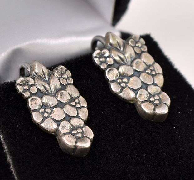 Flower Clip On Earrings In Sterling Silver