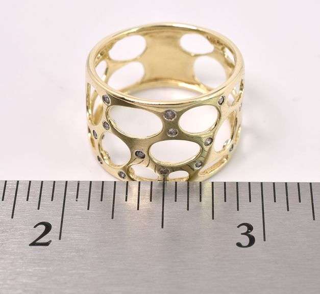 Unique Diamond Ring In 14K Yellow Gold