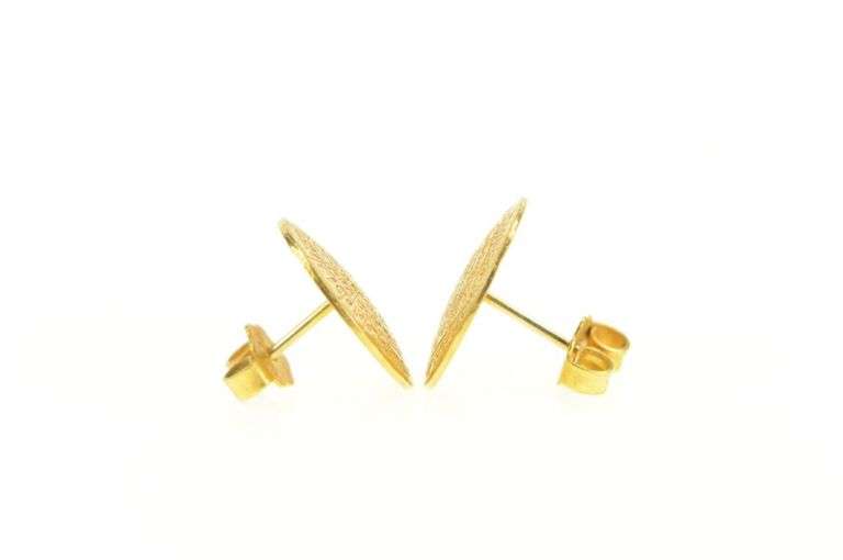 14K Yellow Gold Round Mayan Calendar Ornate Domed Stud Earrings