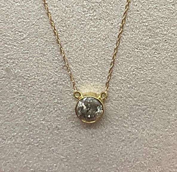 CERTIFIED 14K GOLD NECKLACE WITH A SOLITAIRE DIAMOND