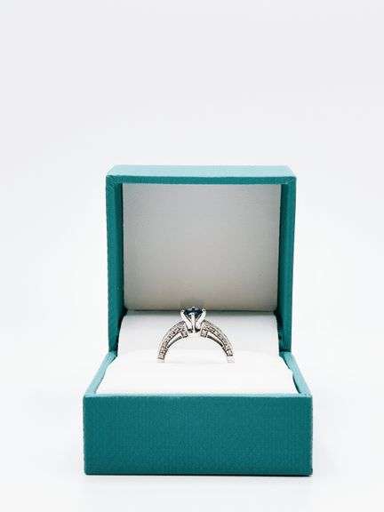 14kt Solid White Gold, Blue Sapphire, & Diamond Ring