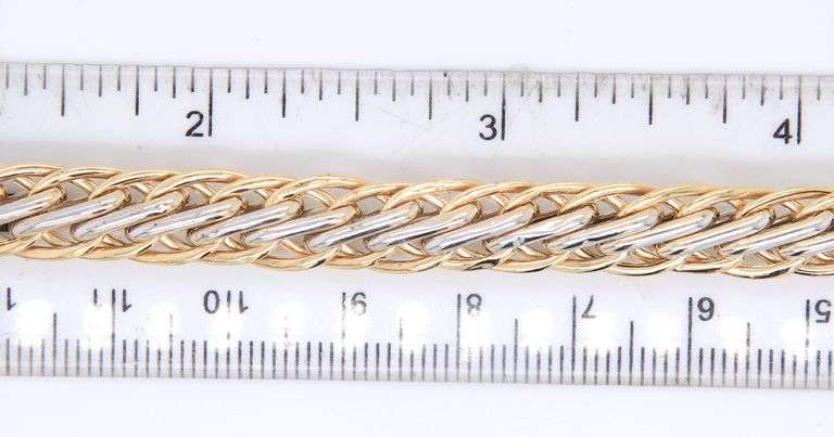 Majestic Two Tone Gold Wheat Chain Bracelet with Jumbo Spring Ring