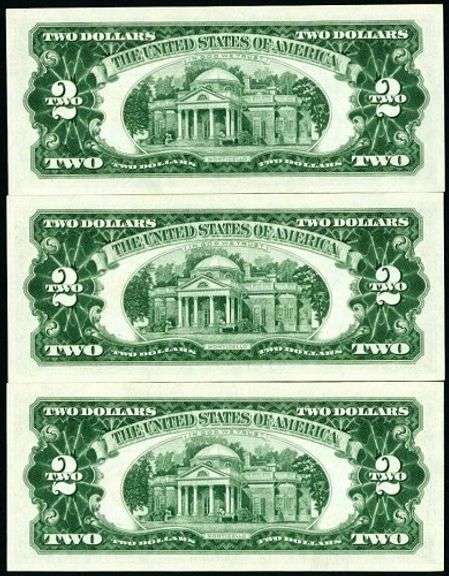 (3) Superb Crisp 1963 $2 Red Seal Notes-Consecutive!