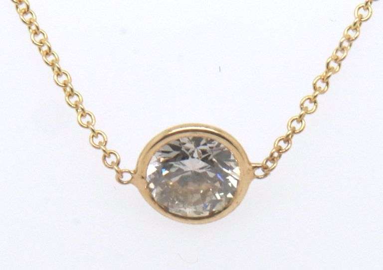 Pleasing Bezel Set Diamond Pendant on Chain Necklace