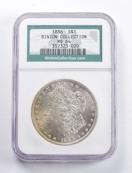 MS64 1886 Morgan Silver Dollar Binion Collection NGC