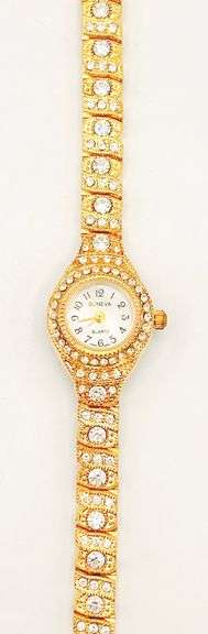 LADIES GENEVA & GEMSTONE WATCH-18KT GP