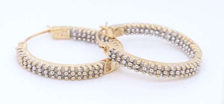 Dazzling Yellow Gold Diamond Hoop Earrings