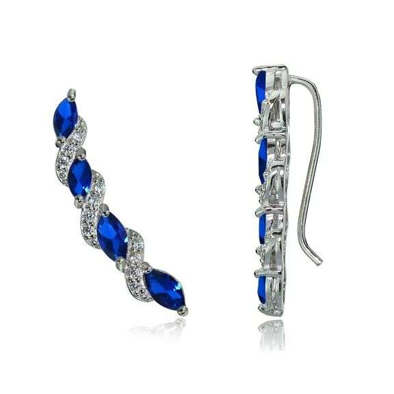 Created Sapphire and White Topaz Earrings