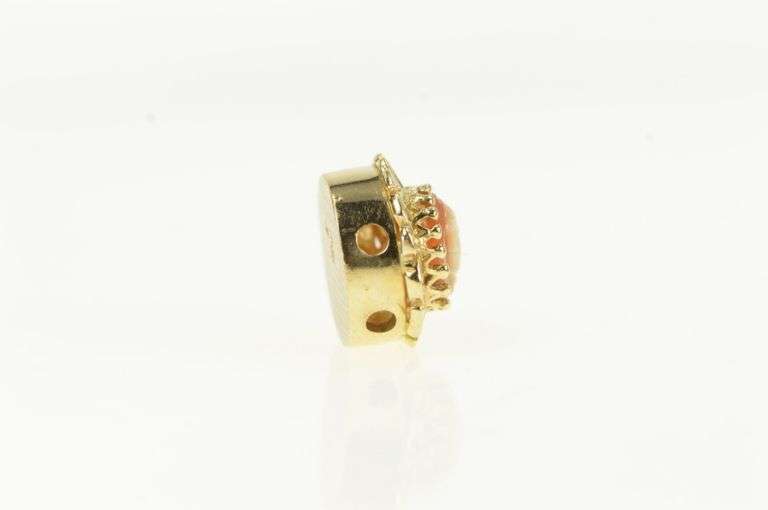 14K Yellow Gold Carved Shell Cameo Slide Bracelet Charm/Pendant