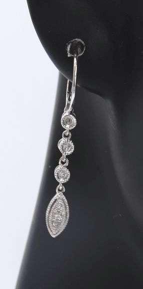 Sparkling White Gold Diamond Accent Dangle Earings
