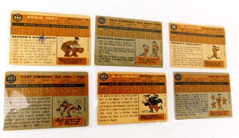 6 Topps 1960 Baseball Cards